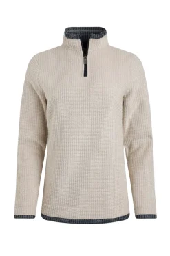 Weird Fish Fleece|Beye Eco 1/4 Zip Grid Fleece Ecru