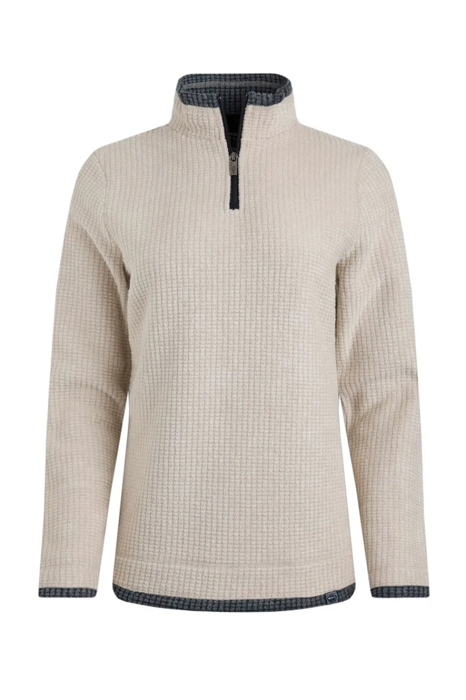 Weird Fish Fleece|Beye Eco 1/4 Zip Grid Fleece Ecru