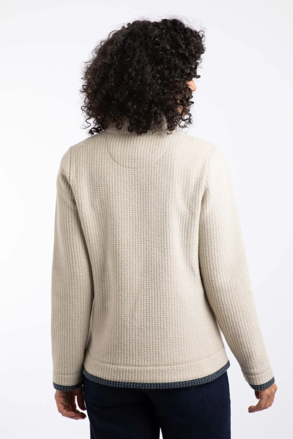 Weird Fish Fleece|Beye Eco 1/4 Zip Grid Fleece Ecru