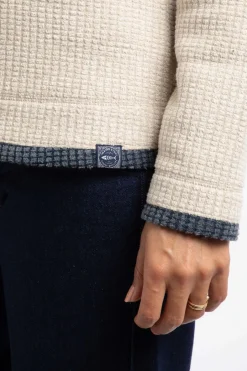 Weird Fish Fleece|Beye Eco 1/4 Zip Grid Fleece Ecru