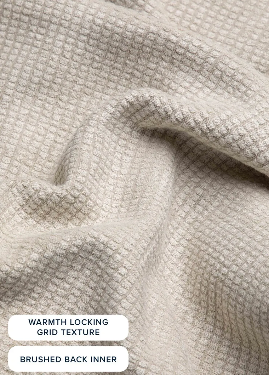 Weird Fish Fleece|Beye Eco 1/4 Zip Grid Fleece Ecru