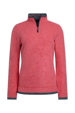 Weird Fish Fleece|Beye Eco 1/4 Zip Grid Fleece Barberry Red Marl