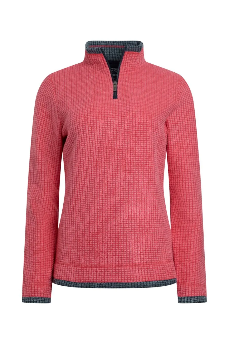 Weird Fish Fleece|Beye Eco 1/4 Zip Grid Fleece Barberry Red Marl