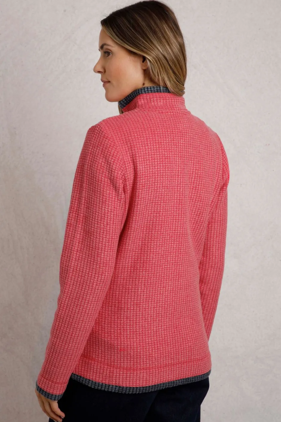 Weird Fish Fleece|Beye Eco 1/4 Zip Grid Fleece Barberry Red Marl