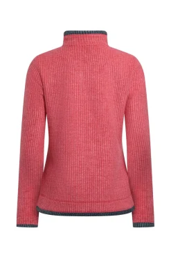 Weird Fish Fleece|Beye Eco 1/4 Zip Grid Fleece Barberry Red Marl