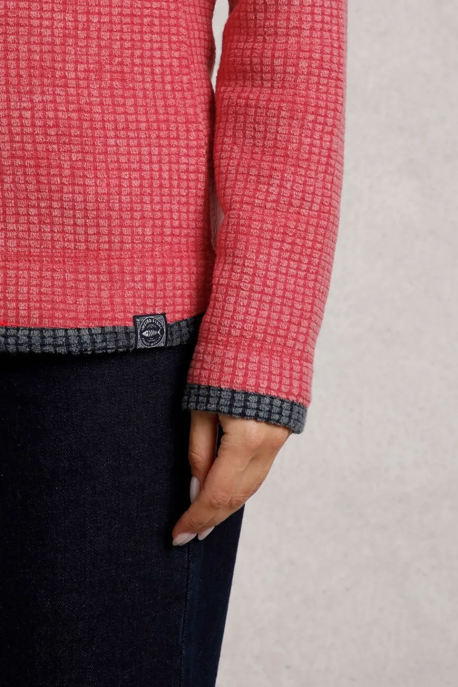 Weird Fish Fleece|Beye Eco 1/4 Zip Grid Fleece Barberry Red Marl
