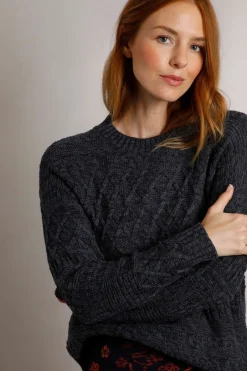 Weird Fish Jumpers & Cardigans|Knitwear|Beyonne Eco Mixed Stitch Jumper Navy