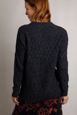 Weird Fish Jumpers & Cardigans|Knitwear|Beyonne Eco Mixed Stitch Jumper Navy