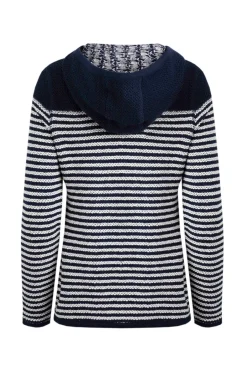 Weird Fish Sweatshirts & Hoodies|Bianca Full Zip Stripe Eco Macaroni Hoodie Navy
