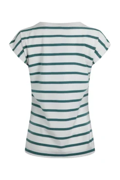 Weird Fish Tunics|Tops & T-Shirts|Bowe Organic Cotton Striped Jersey T-Shirt Mineral Blue