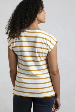 Weird Fish Tunics|Tops & T-Shirts|Bowe Organic Cotton Striped Jersey T-Shirt Deep Amber