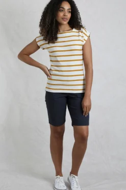 Weird Fish Tunics|Tops & T-Shirts|Bowe Organic Cotton Striped Jersey T-Shirt Deep Amber