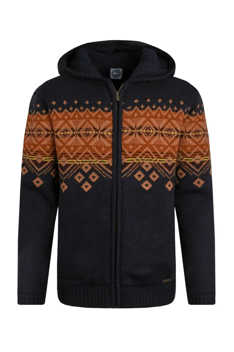 Weird Fish Sweatshirts & Hoodies|Jumpers & Knitwear|Bradwood Borg Lined Fair Isle Knit Full Zip Hoodie Midnight