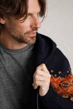 Weird Fish Sweatshirts & Hoodies|Jumpers & Knitwear|Bradwood Borg Lined Fair Isle Knit Full Zip Hoodie Midnight