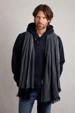 Weird Fish Caps & Scarves|Scarves & Caps|Brondby Eco Brushed Herringbone Scarf Navy