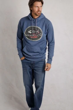 Weird Fish Sweatshirts & Hoodies|Bryant Front Print Graphic Popover Hoodie Mid Blue