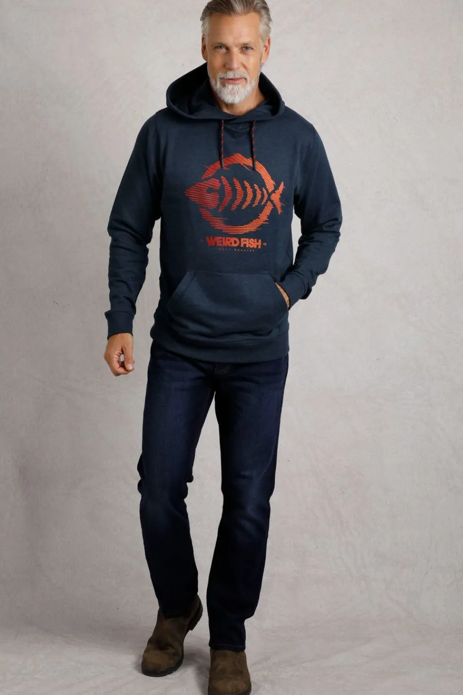 Weird Fish Sweatshirts & Hoodies|Bryant Front Print Graphic Popover Hoodie Navy