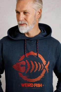 Weird Fish Sweatshirts & Hoodies|Bryant Front Print Graphic Popover Hoodie Navy