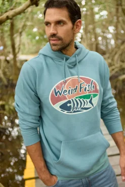Weird Fish Sweatshirts & Hoodies|Bryant Front Print Graphic Popover Hoodie Mineral Blue