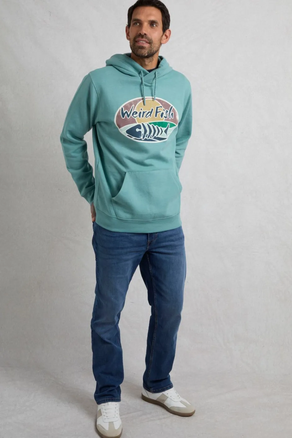 Weird Fish Sweatshirts & Hoodies|Bryant Front Print Graphic Popover Hoodie Mineral Blue