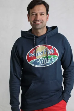 Weird Fish Sweatshirts & Hoodies|Bryant Front Print Graphic Popover Hoodie Navy