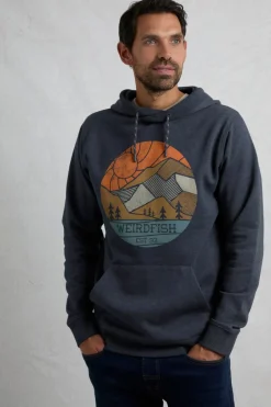 Weird Fish Sweatshirts & Hoodies|Bryant Front Print Graphic Popover Hoodie Dark Navy
