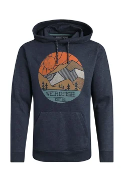 Weird Fish Sweatshirts & Hoodies|Bryant Front Print Graphic Popover Hoodie Dark Navy