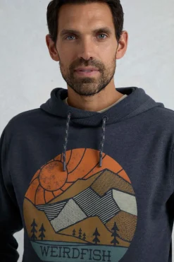 Weird Fish Sweatshirts & Hoodies|Bryant Front Print Graphic Popover Hoodie Dark Navy