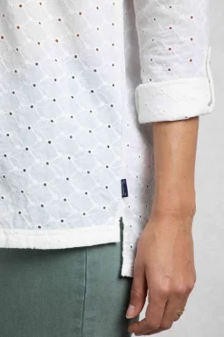 Weird Fish Tunics|Tops & T-Shirts|Camille Organic Cotton Broidery Shirt White