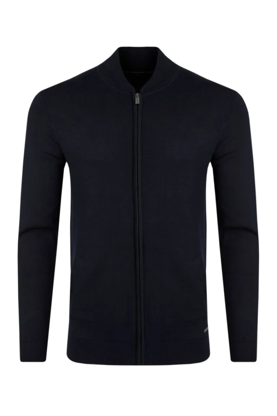 Weird Fish Coats, Jackets And Gilets|Carter Knitted Full Zip Bomber Jacket Midnight