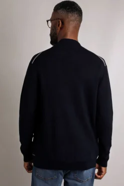 Weird Fish Coats, Jackets And Gilets|Carter Knitted Full Zip Bomber Jacket Midnight
