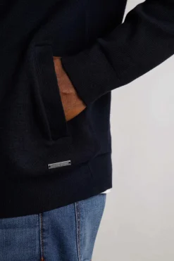 Weird Fish Coats, Jackets And Gilets|Carter Knitted Full Zip Bomber Jacket Midnight