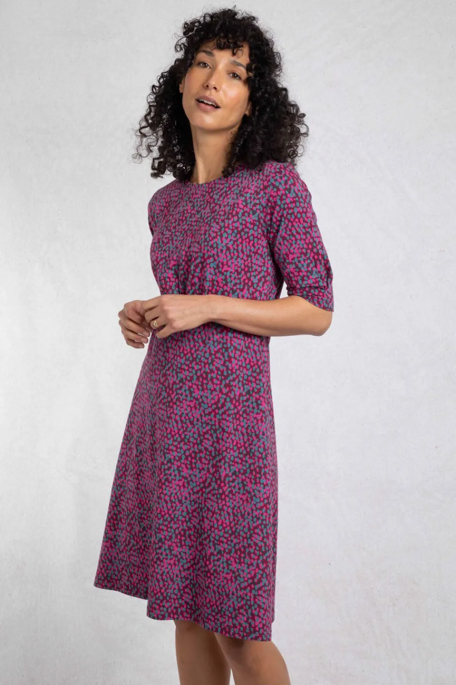 Weird Fish Dresses|Cassandra Organic Cotton Jersey Swing Dress Dark Raspberry