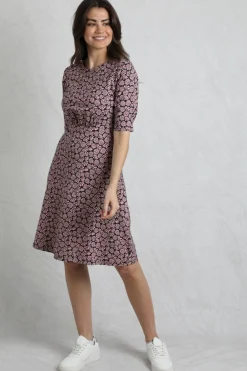 Weird Fish Dresses|Cassandra Organic Cotton Jersey Swing Dress Tea Rose