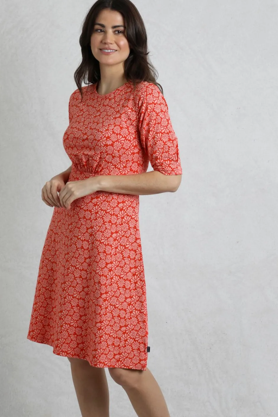 Weird Fish Dresses|Cassandra Organic Cotton Jersey Swing Dress Crimson