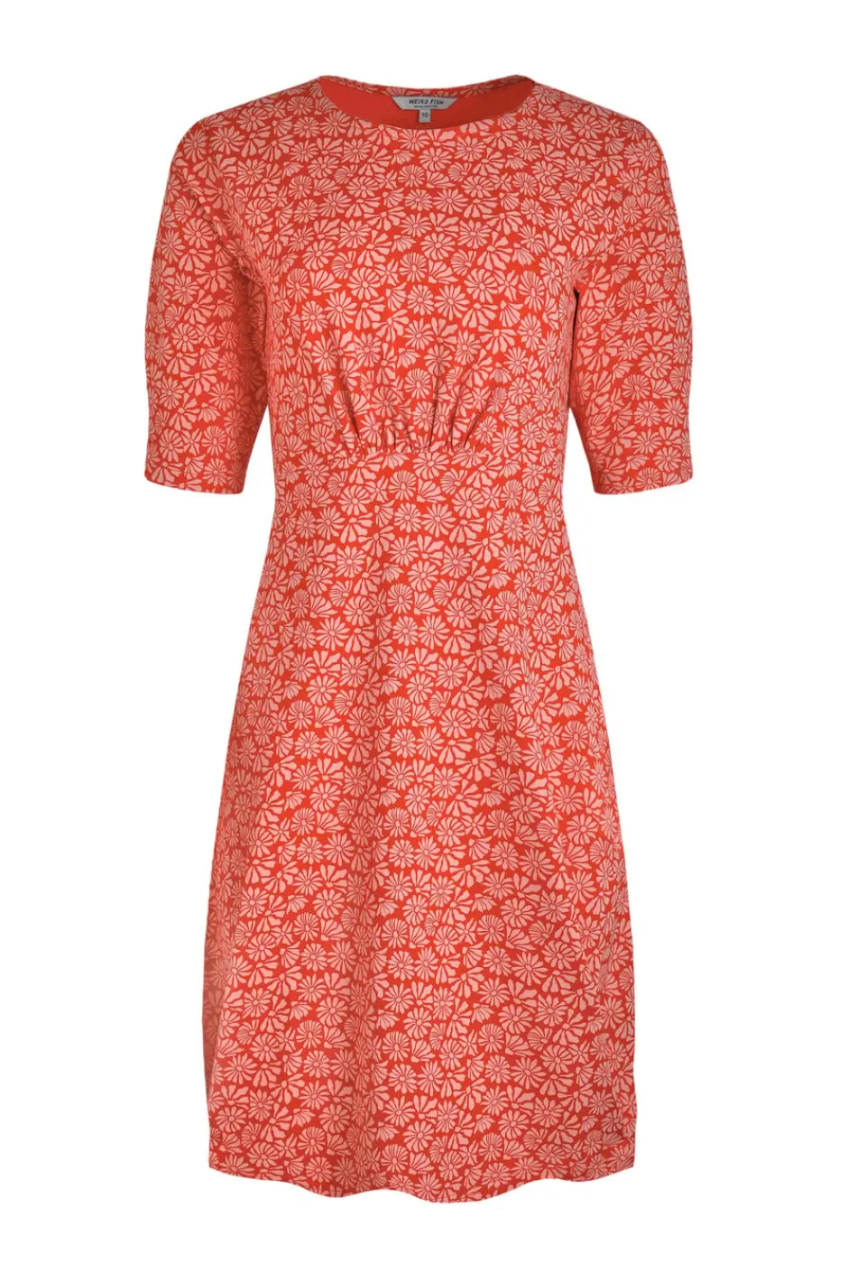 Weird Fish Dresses|Cassandra Organic Cotton Jersey Swing Dress Crimson