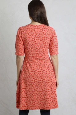 Weird Fish Dresses|Cassandra Organic Cotton Jersey Swing Dress Crimson