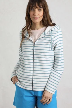 Weird Fish Sweatshirts & Hoodies|Catalina Striped Full Zip Hoodie Mineral Blue