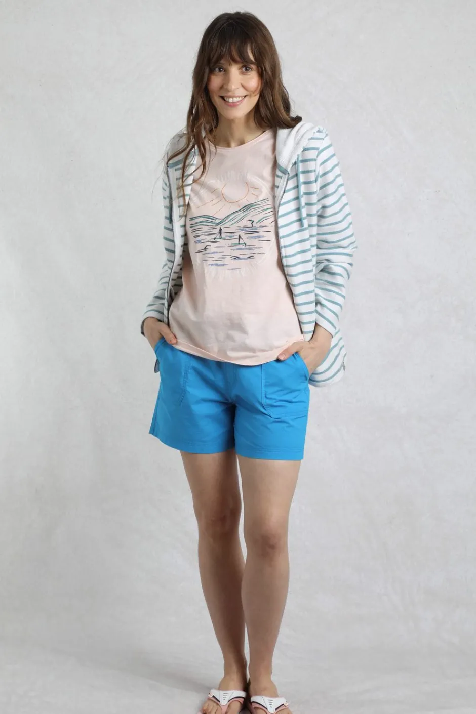 Weird Fish Sweatshirts & Hoodies|Catalina Striped Full Zip Hoodie Mineral Blue