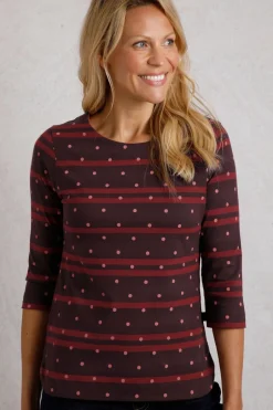 Weird Fish Tunics|Tops & T-Shirts|Cecily Organic Cotton Stripe Jersey T-Shirt Mulled Wine