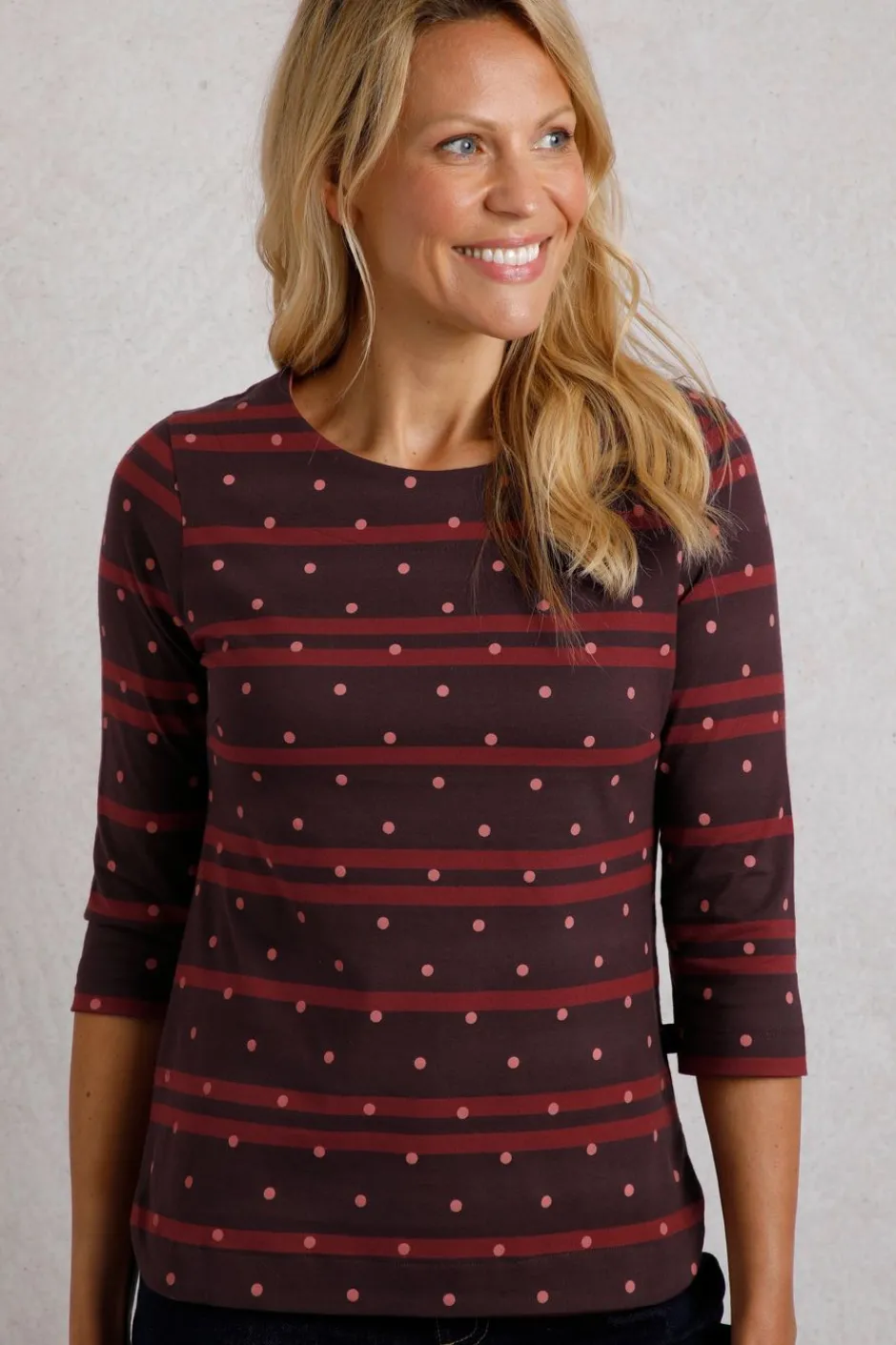 Weird Fish Tunics|Tops & T-Shirts|Cecily Organic Cotton Stripe Jersey T-Shirt Mulled Wine