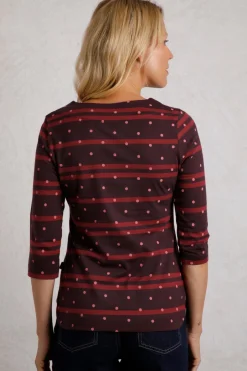 Weird Fish Tunics|Tops & T-Shirts|Cecily Organic Cotton Stripe Jersey T-Shirt Mulled Wine