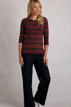Weird Fish Tunics|Tops & T-Shirts|Cecily Organic Cotton Stripe Jersey T-Shirt Mulled Wine