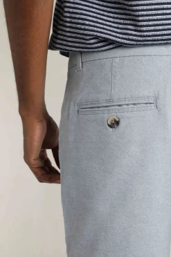 Weird Fish Shorts|Charleston Textured Chino Shorts Denim Blue