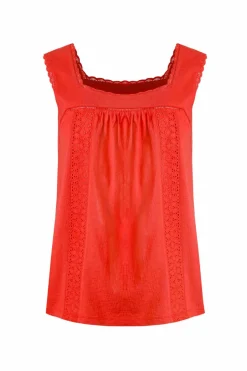 Weird Fish Tunics|Tops & T-Shirts|Chelle Organic Cotton Jersey Square Neck Vest Tango Red