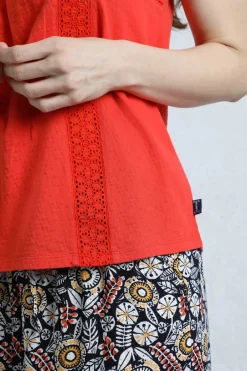 Weird Fish Tunics|Tops & T-Shirts|Chelle Organic Cotton Jersey Square Neck Vest Tango Red