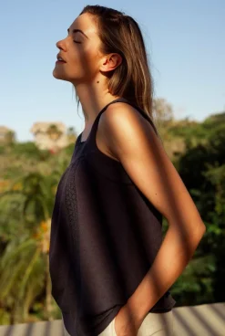 Weird Fish Tunics|Tops & T-Shirts|Chelle Organic Cotton Jersey Square Neck Vest Navy