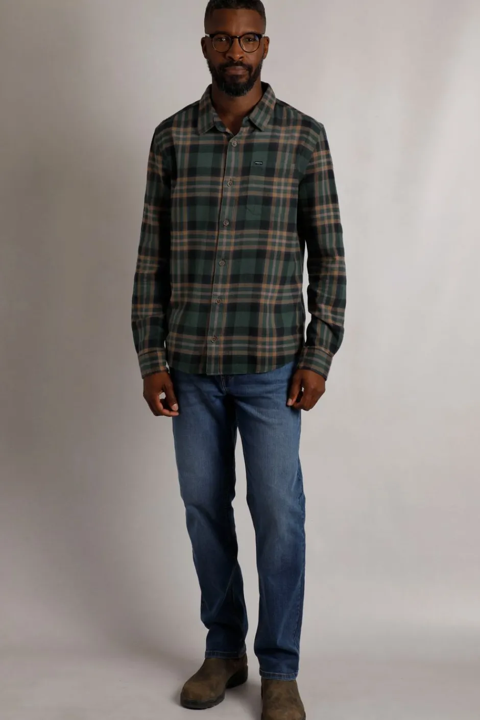 Weird Fish Shirts|Chester Organic Cotton Flannel Check Shirt Tan