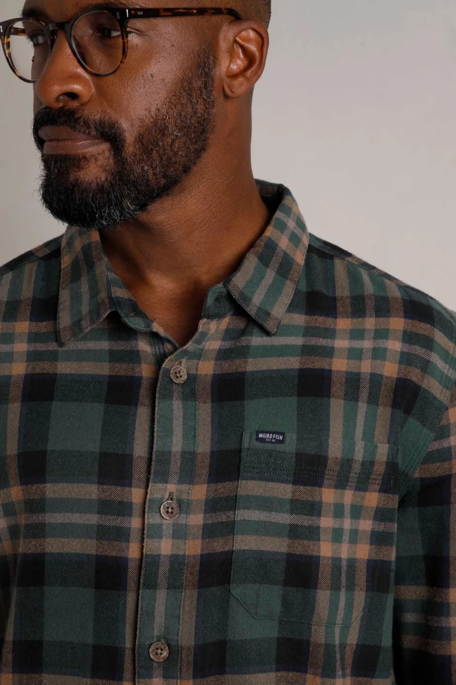 Weird Fish Shirts|Chester Organic Cotton Flannel Check Shirt Tan