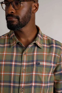 Weird Fish Shirts|Chester Organic Cotton Flannel Check Shirt Celery